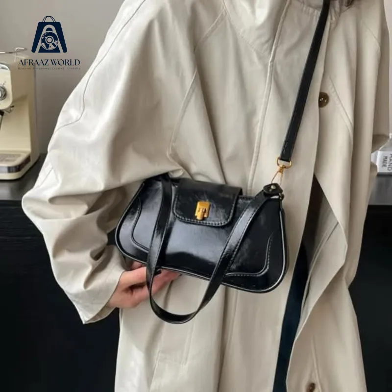 Classic Black Chain Shoulder Bag for Women | Premium Leather Handbag by Afraaz World