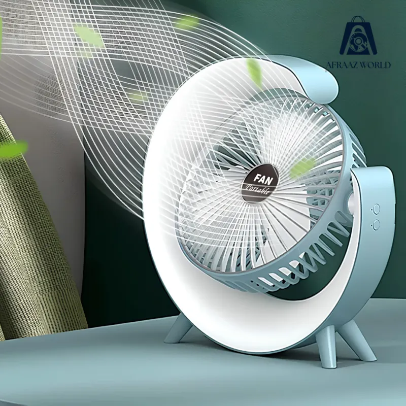 USB Rechargeable Portable Fan with 7-Color LED Light – Compact 180° Adjustable Electric Fan for Camping, Travel & Desktop Use – 3 Wind Speed Modes